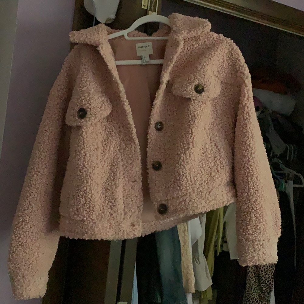 Forever 21 contemporary pink furry coat.